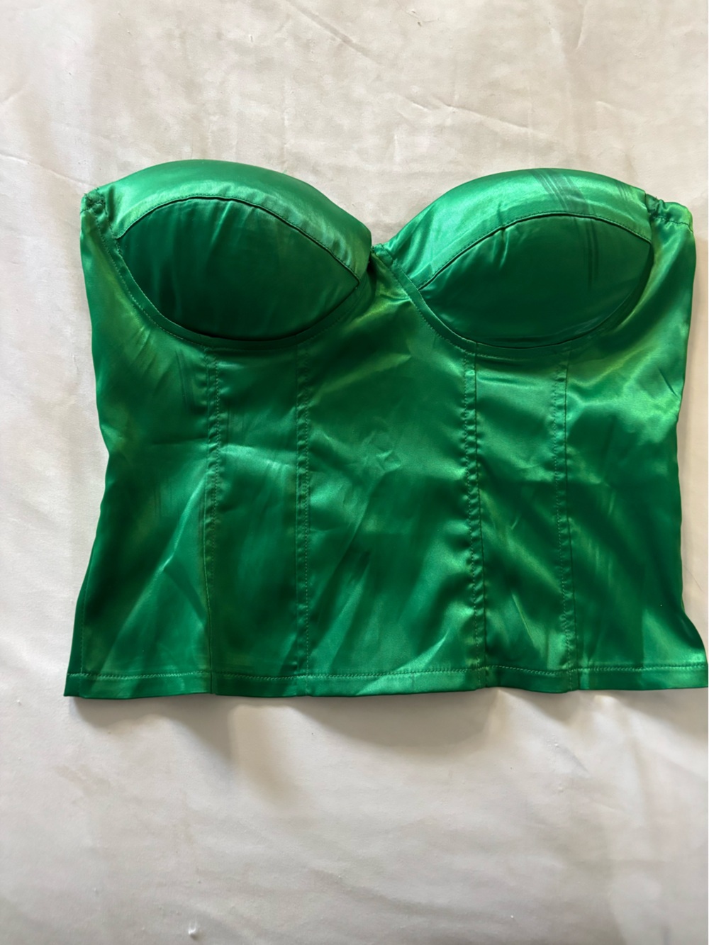 Emerald Green Satin Bustier Top
